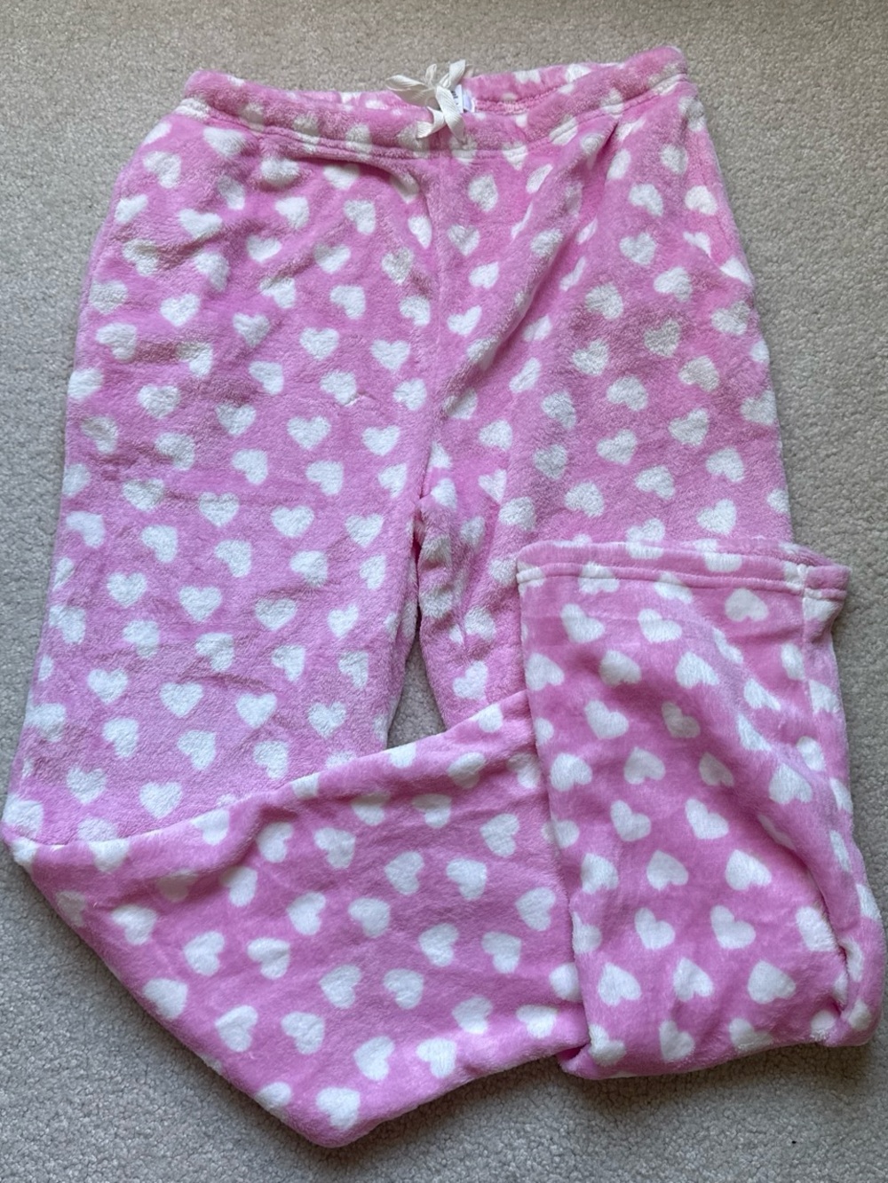 Pink Heart Plush Pajama Pants
